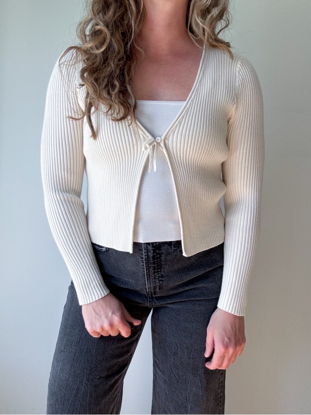 Art Class Bow Tie-Front Sweater Cardigan